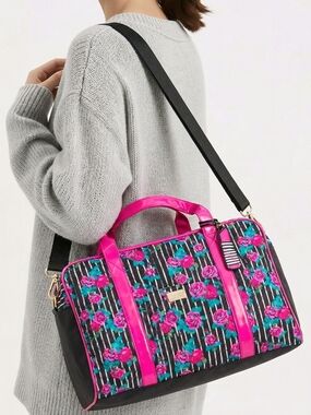 Betsey Johnson Pink floral weekender bag